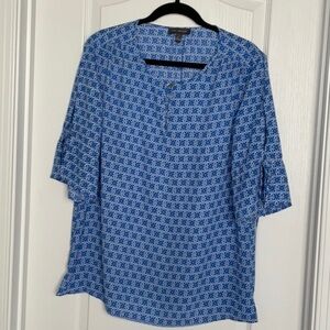 The Limited Blue Boxy 3/4 Sleeve Blouse